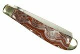 Pocket Knife With Lace Agate Inlays & Matching Base #327595-4